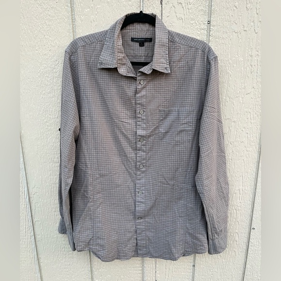 John Varvatos Plaid Brown Button Up Long Sleeve Size Large - Picture 2 of 6